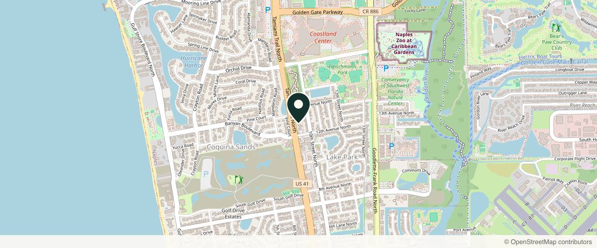 Map showing the exact location of Healing Rivers Aesthetics at 1250 Tamiami Trl N Unit 208, Naples, FL 34102, USA