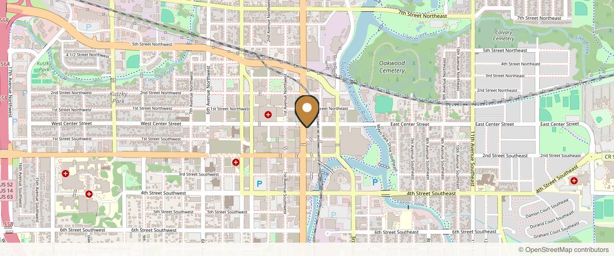 Map showing the exact location of Healing Touch Spa at 10 E Center St 2nd Floor, Rochester, MN 55904, USA