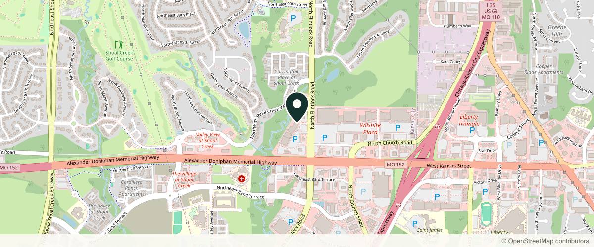 Map showing the exact location of Healthylooks Med Spa & Wellness - Northland at 8670 N Flintlock Rd, Kansas City, MO 64157, USA