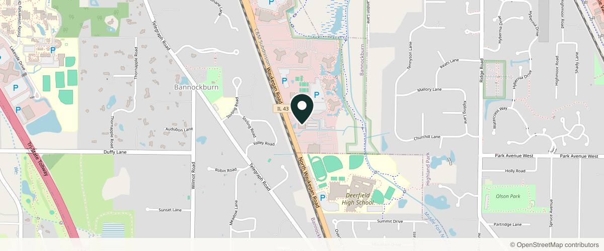 Map showing the exact location of Heather Downes, MD at 2101 Waukegan Rd Ste 304, Bannockburn, IL 60015
