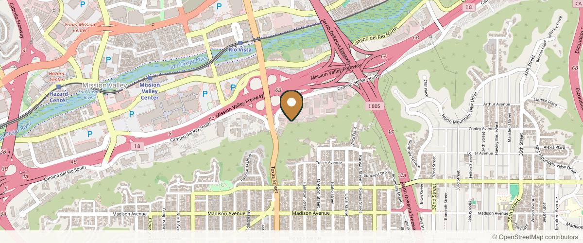 Map showing the exact location of Heavenly Aesthetics at 2525 Camino del Rio S #255, San Diego, CA 92108, USA