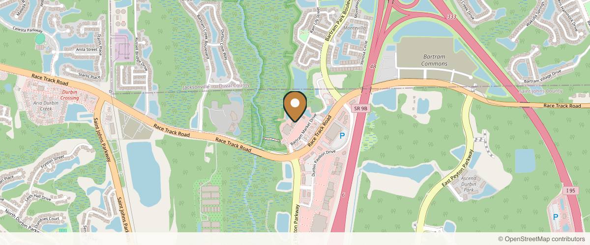 Map showing the exact location of Hello Smooth Med Spa at 155 Bartram Market Dr Ste 125, St Johns, FL 32259, USA