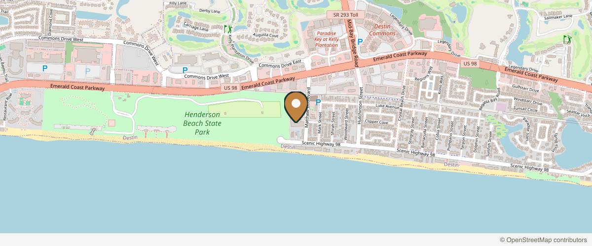 Map showing the exact location of Henderson Beach Resort at 200 Henderson Resort Way, Destin, FL 32541, USA