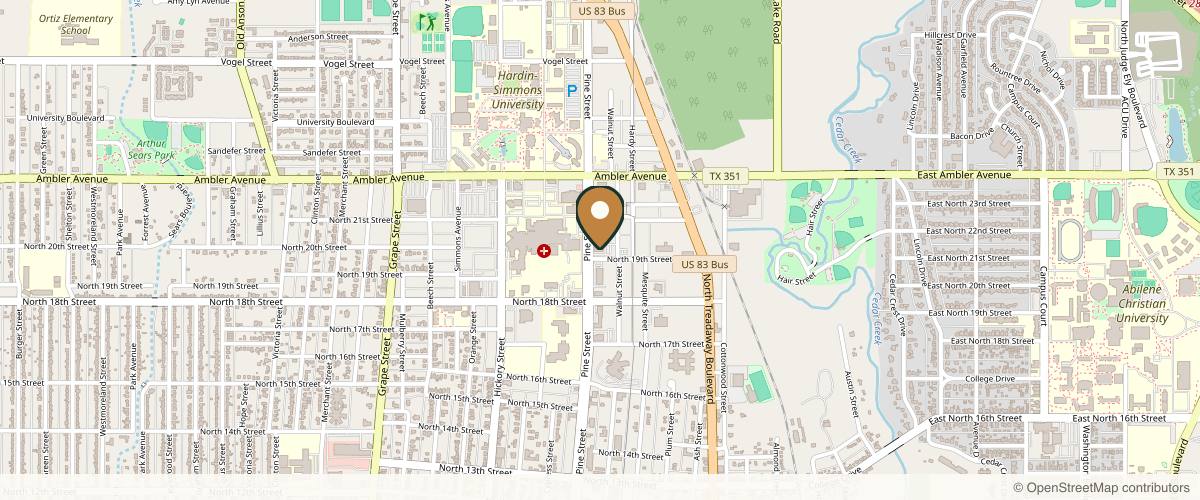 Map showing the exact location of Hendrick Plastic Surgery & MedSpa at 950 N 19th St #200, Abilene, TX 79601, USA