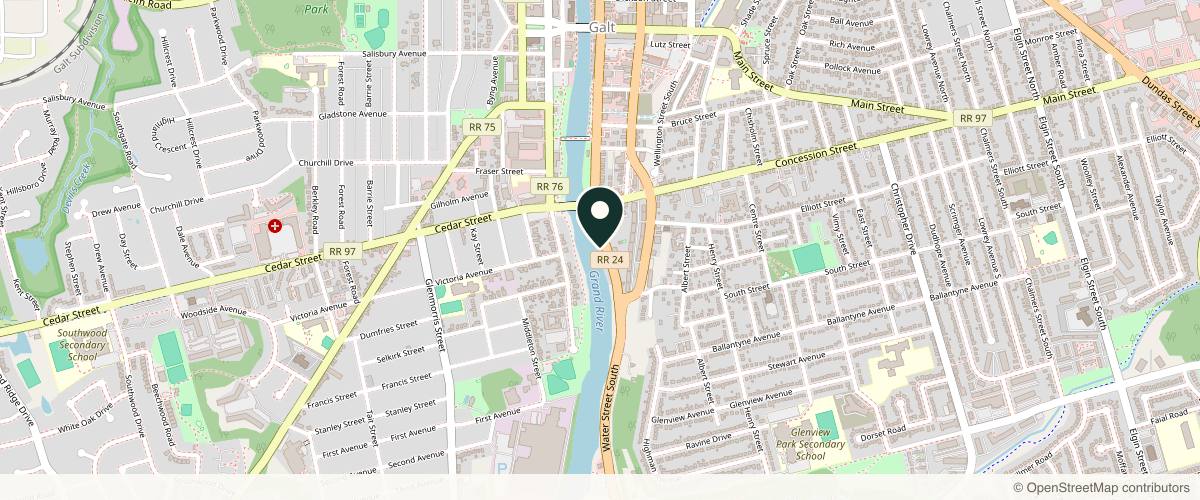 Map showing the exact location of Her Health Co | Aesthetics & Wellness at 150 Water St S, Cambridge, ON N1R 3E2, Canada