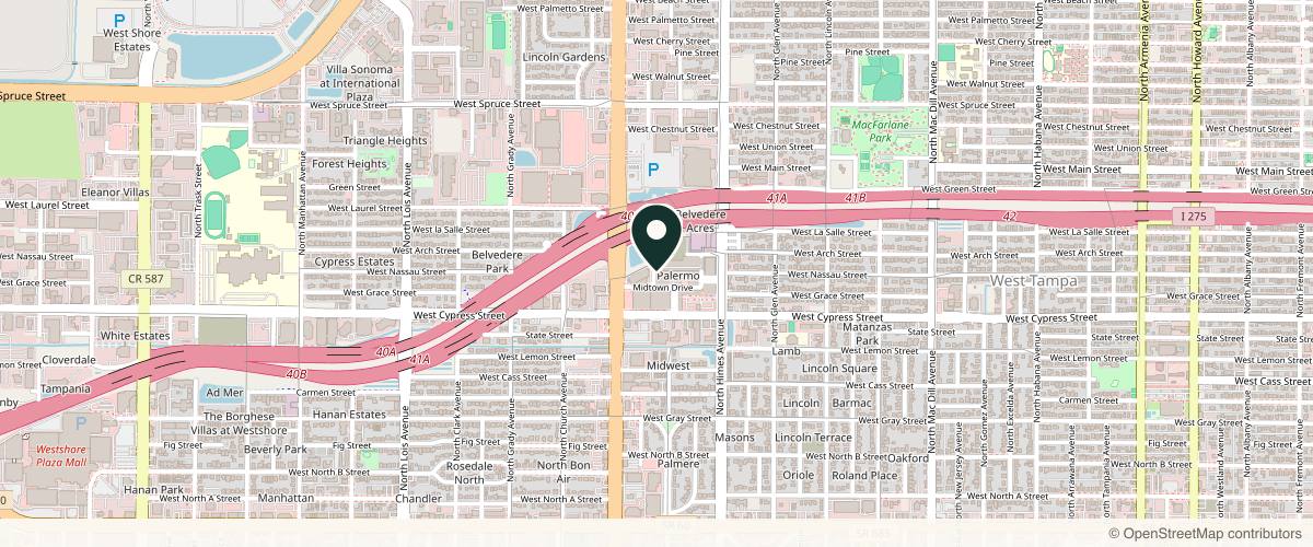 Map showing the exact location of Hermann Aesthetics & Wellness at 1111 Assembly Dr, Tampa, FL 33607, USA