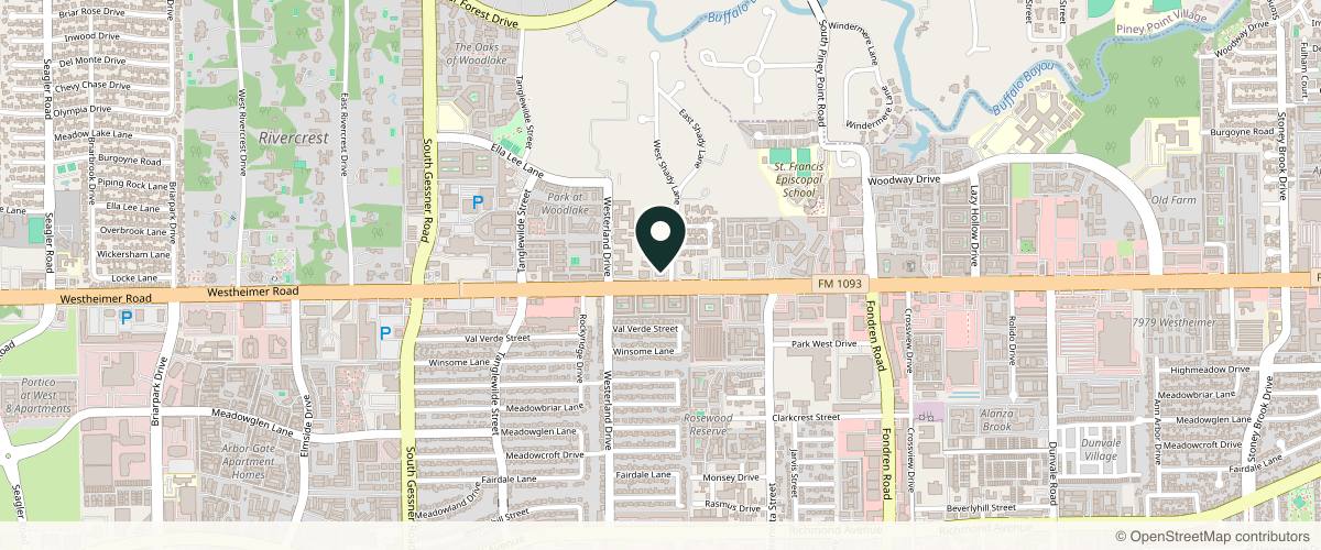 Map showing the exact location of Hi Beautiful Aesthetics at 9400 Westheimer Rd Ste 4, Houston, TX 77063, USA