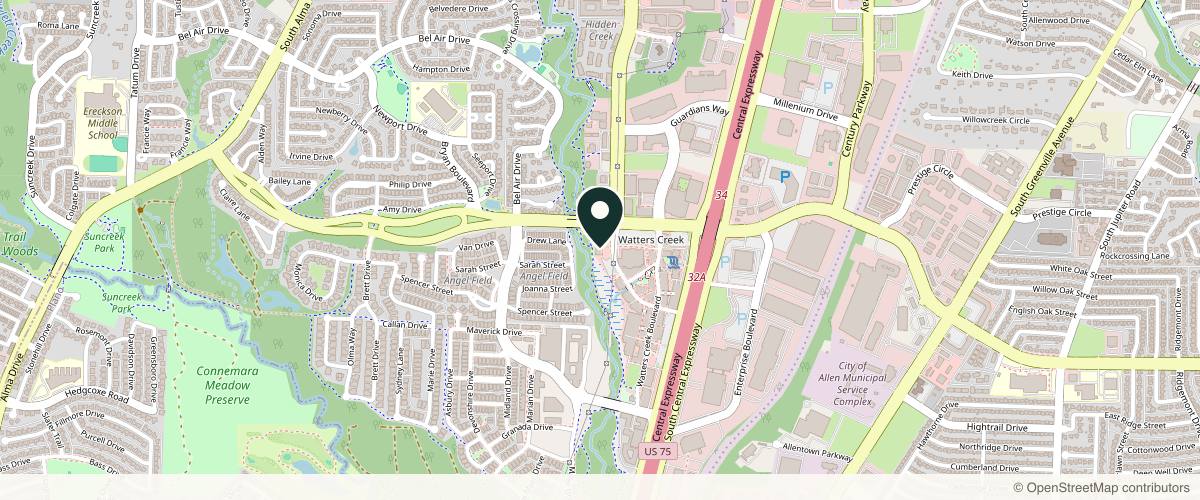 Map showing the exact location of Hiatus Day Spa • Med Spa at 981 Garden Park Dr, Allen, TX 75013, USA