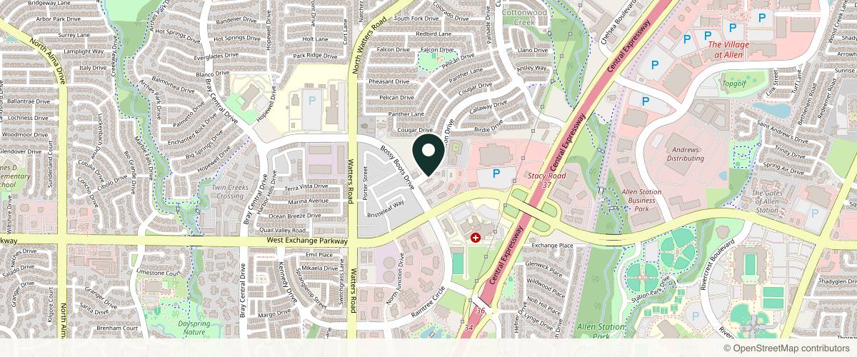 Map showing the exact location of Highness Med Spa at 945 Stockton Dr Ste 4110, Allen, TX 75013, USA