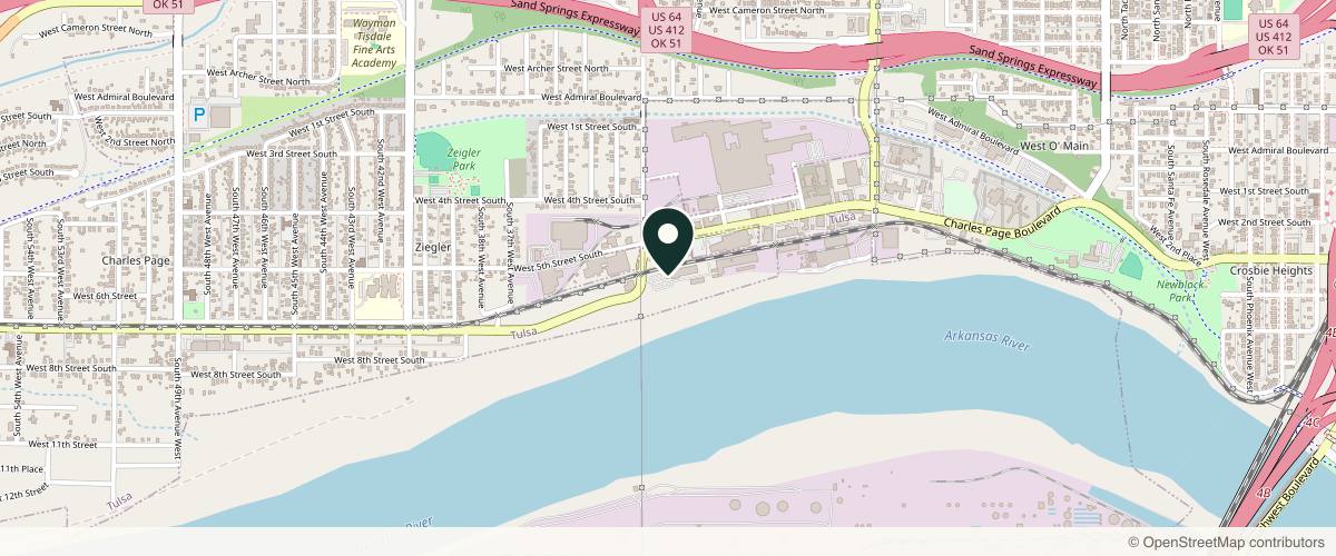 Map showing the exact location of Highwater Aesthetics & Confidence Co. at 3306 Charles Page Blvd Bldg 2 Ste 272, Tulsa, OK 74127, USA