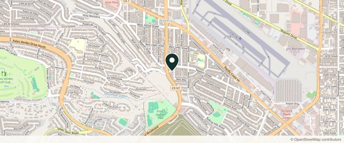 Map showing the exact location of Hillside Dermatology at 24520 Hawthorne Blvd #240, Torrance, CA 90505