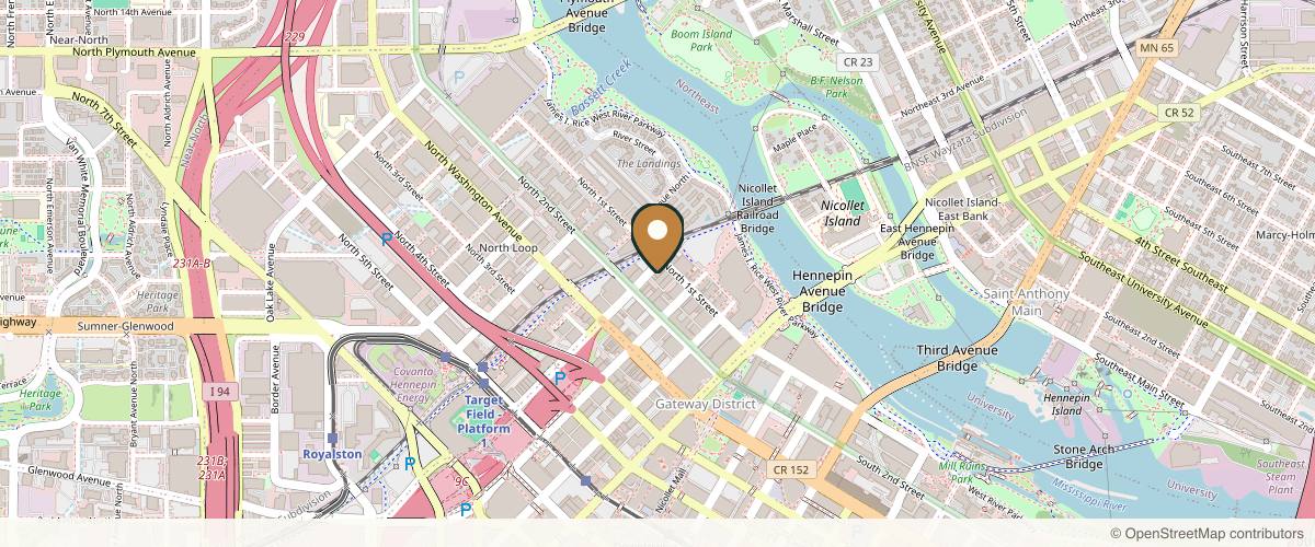 Map showing the exact location of Hjem Aesthetics at 107 N 3rd Ave Suite 300, Minneapolis, MN 55401, USA