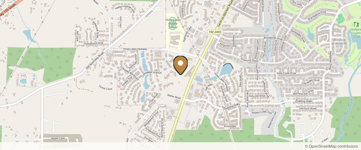 Map showing the exact location of Holistic Beauty Med Spa at 7272 Crosswater Ave, Tyler, TX 75703, USA