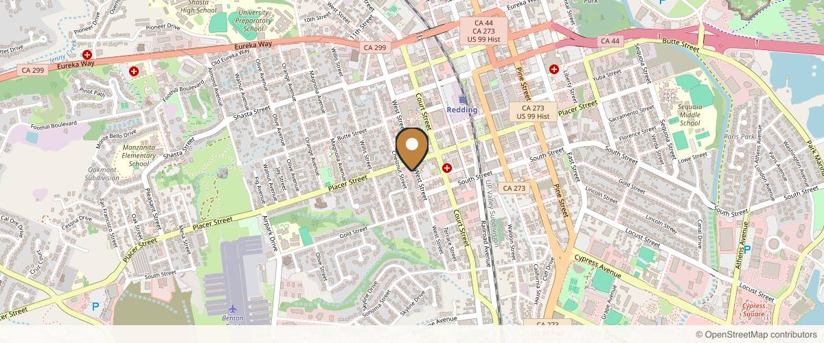 Map showing the exact location of Holistic Skin & Body Wellness at 1714 West St b, Redding, CA 96001, USA