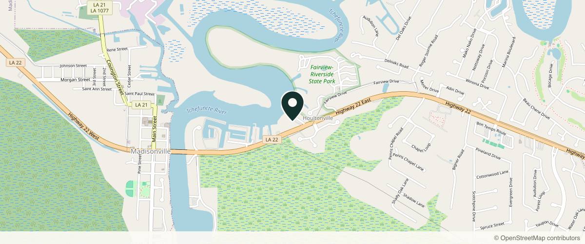Map showing the exact location of Hollrah Wellness & Aesthetics at 179 LA-22 Ste 300, Madisonville, LA 70447, USA