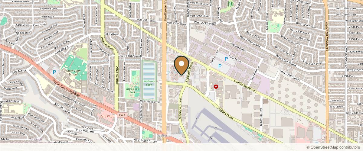 Map showing the exact location of HoneMD Med Spa Torrance at 23451 Madison St Ste 190, Torrance, CA 90505, USA