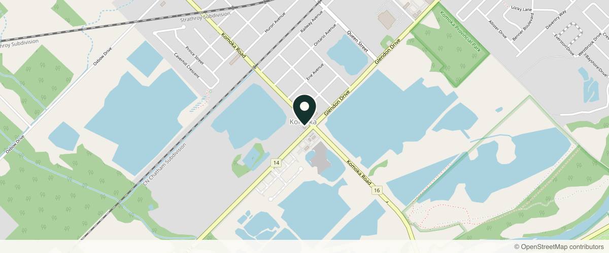 Map showing the exact location of HOPE Cosmetics at 9930 Glendon Dr, Komoka, ON N0L 1R0, Canada