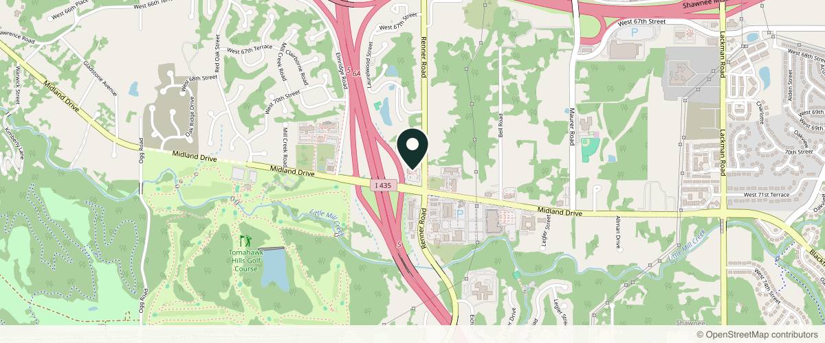 Map showing the exact location of Horizon Med Spa and Wellness at 7070 Renner Rd Ste 102, Shawnee, KS 66217, USA