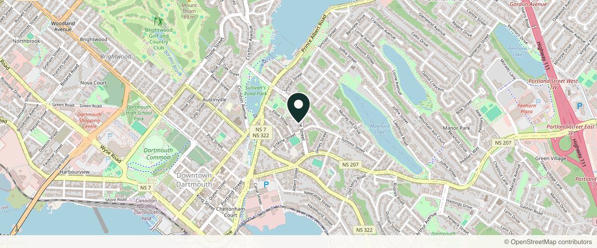Map showing the exact location of House of Beauty Laser Studio - Dartmouth at Downtown, 40 Hawthorne St Unit B, Dartmouth, NS B2Y 2Y6, Canada