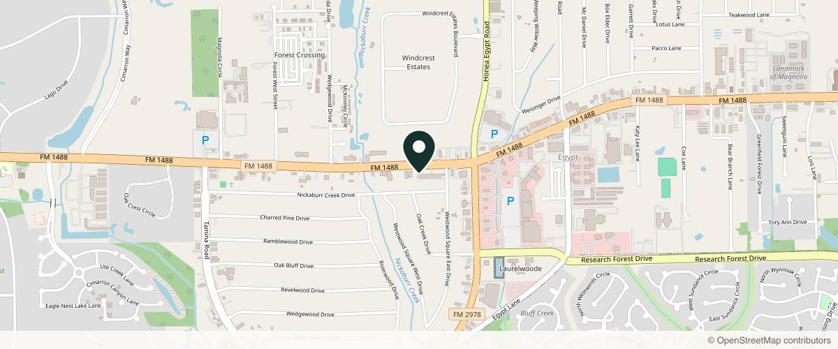 Map showing the exact location of Houston Dermatology Specialists at 6875 FM 1488 Ste 1500, Magnolia, TX 77354
