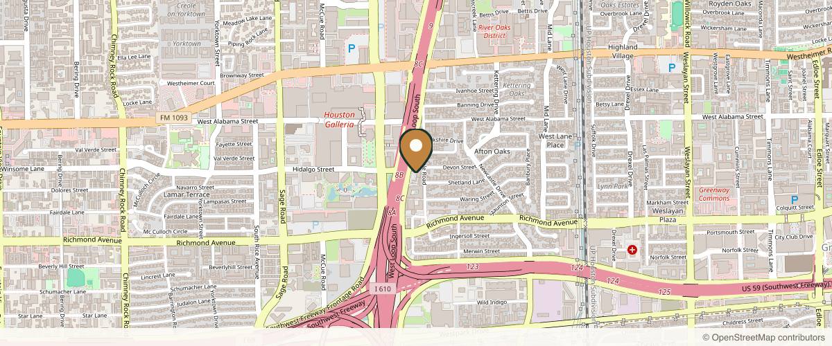 Map showing the exact location of Houston Injections Medspa at 3005 W Loop S Fwy Unit 250, Houston, TX 77027, USA