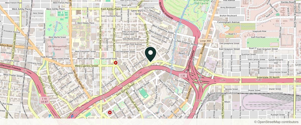 Map showing the exact location of HydraHive IV and Med Spa at 1802 N St Mary's St, San Antonio, TX 78212, USA