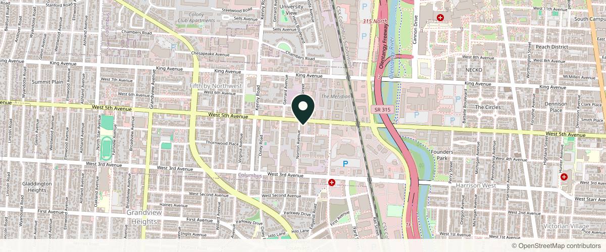 Map showing the exact location of Hydrate Me Medspa - Grandview at 955 W 5th Ave, Columbus, OH 43212, USA