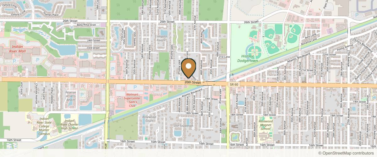 Map showing the exact location of Iconic Dermatology - Vero Beach at 4800 20th St, Vero Beach, FL 32966, USA
