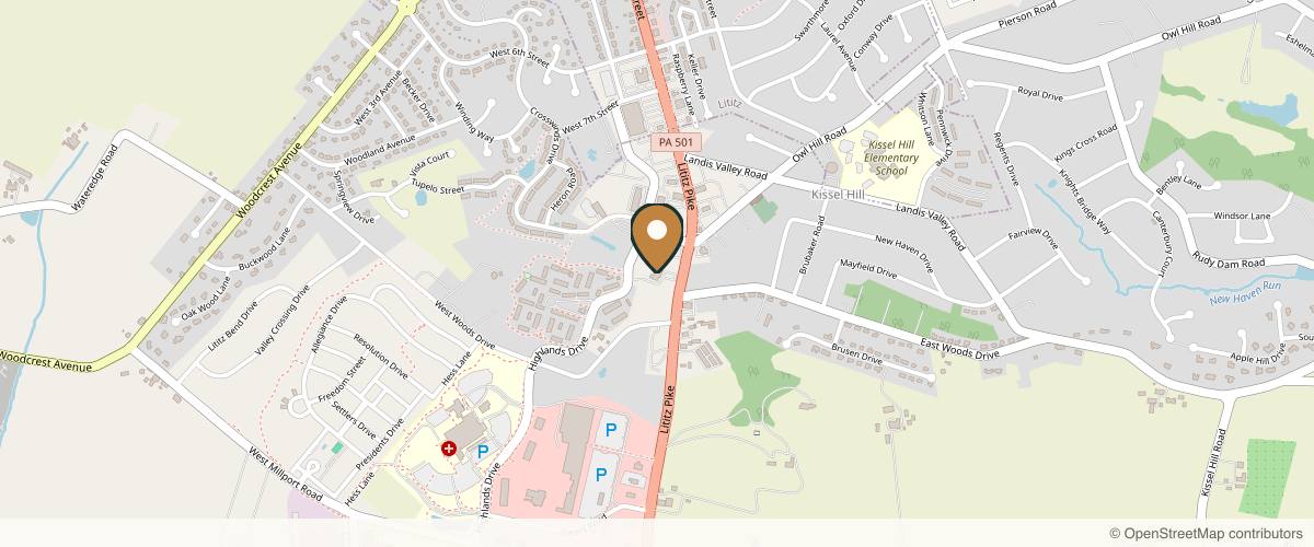 Map showing the exact location of Iconic Medical Arts | Dr. Laleh Radfar-Baublitz| Lancaster/Lititz, PA Medical Spa at 100 Highlands Dr Suite 202, Lititz, PA 17543, USA