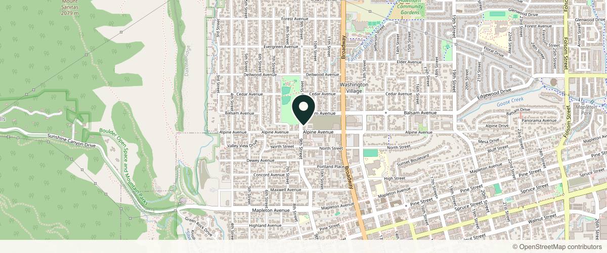 Map showing the exact location of Ideal Dermatology - Boulder at 905 Alpine Ave., Boulder, CO 80304