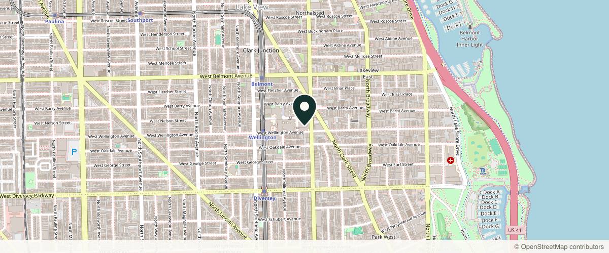Map showing the exact location of Illinois Dermatology Institute - Chicago Lakeview, IL at 3000 N Halsted St Suite 409, Chicago, IL 60657