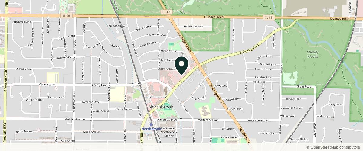 Map showing the exact location of Illinois Dermatology Institute - Northbrook Office at 1200 Shermer Rd #200, Northbrook, IL 60062