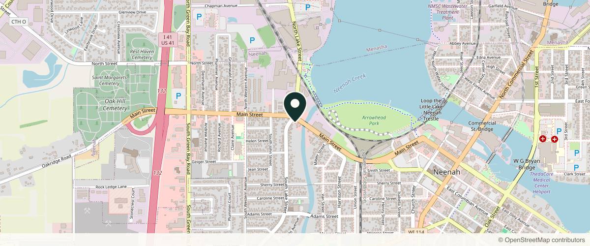 Map showing the exact location of Illumatox Aesthetic Studio at 704 Main St, Neenah, WI 54956, USA
