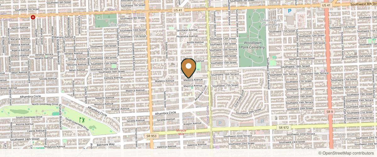Map showing the exact location of Ilu Collective at 135 Madeira Ave, Coral Gables, FL 33134, USA