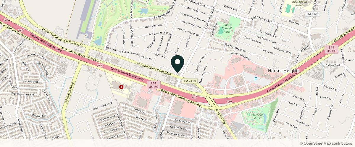 Map showing the exact location of Image Skin Studio at 101 Farm to Market 2410 Ste f, Harker Heights, TX 76548, USA
