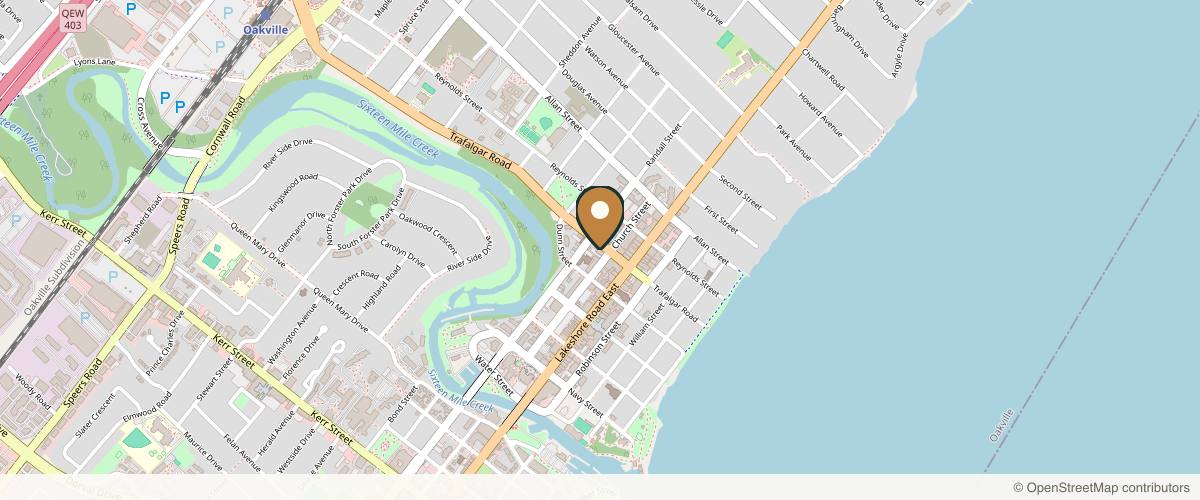 Map showing the exact location of Impact Medical Cosmetics - Affordable MedSpa Oakville at 128 Trafalgar Rd, Oakville, ON L6J 3G5, Canada