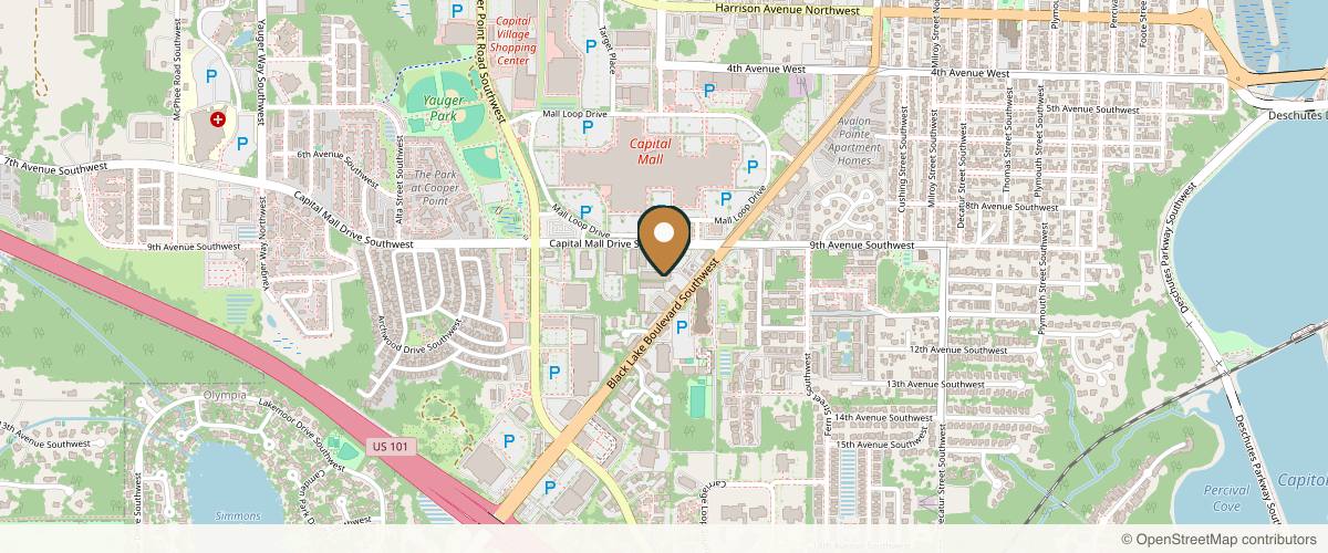 Map showing the exact location of Inara Skyn Spa at 2615 Capital Mall Dr SW Ste Suite A6A, Olympia, WA 98502, USA