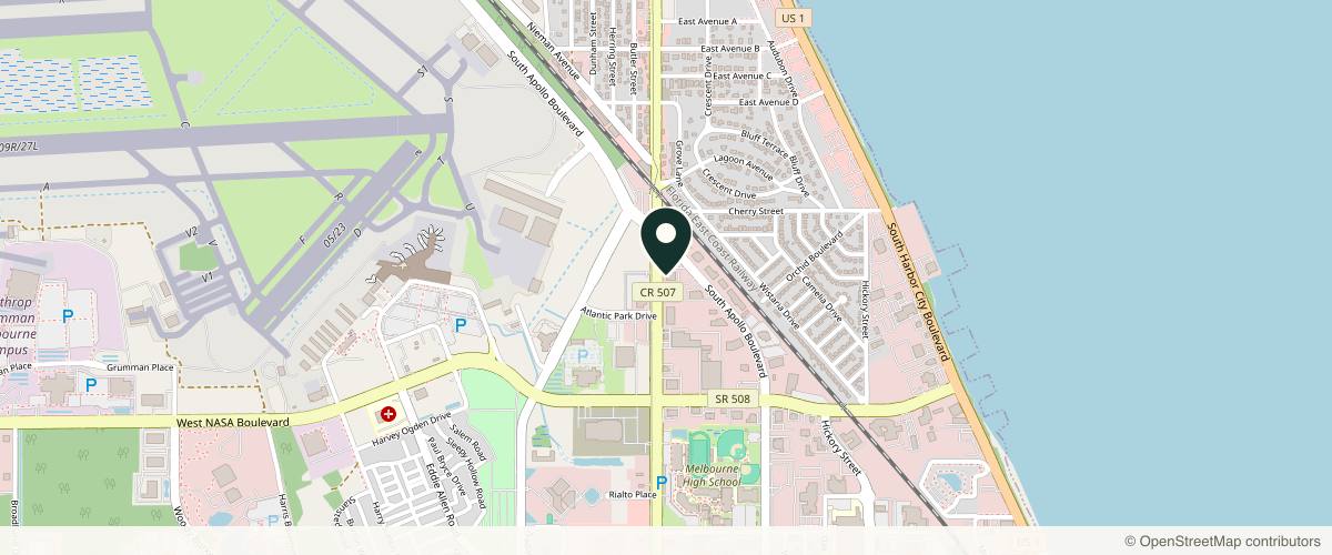 Map showing the exact location of Indigo Dermatology at 675 S Babcock St #200, Melbourne, FL 32901