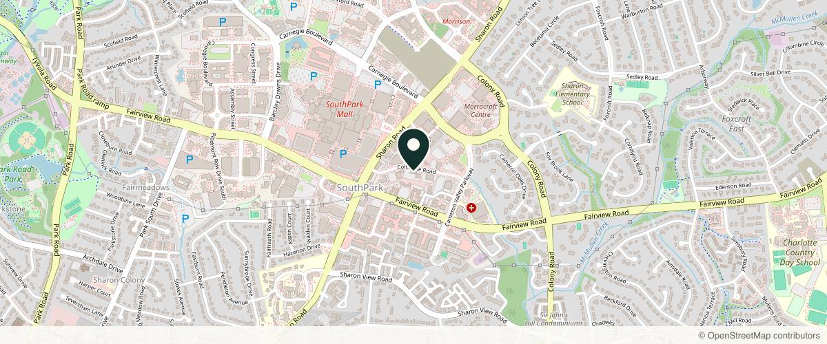 Map showing the exact location of Infinity MedSpa and Wellness at 2809 Coltsgate Rd #100, Charlotte, NC 28211, USA