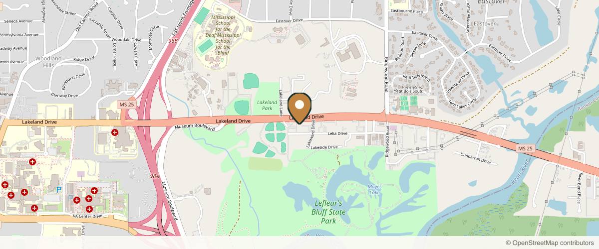 Map showing the exact location of Infusia IV Hydration and MedSpa at 1425 Lakeland Dr Ste 100A, Jackson, MS 39216, USA
