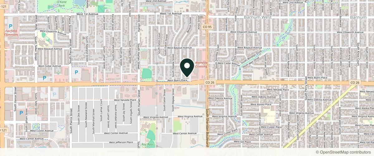 Map showing the exact location of Injectables by Selena at 5401 W Alameda Ave, Lakewood, CO 80226, USA