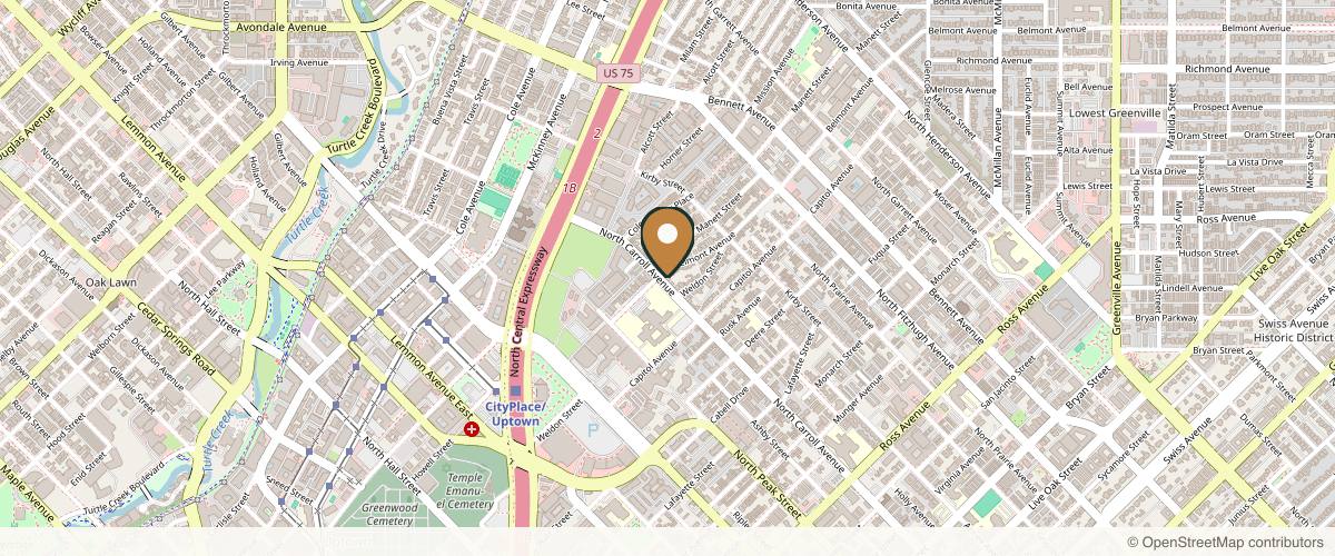 Map showing the exact location of InjectCo at 2520 N Carroll Ave, Dallas, TX 75204, USA