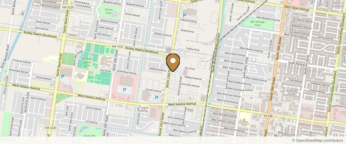 Map showing the exact location of Injectify at 4400 N 23rd St Ste 302, McAllen, TX 78504, USA