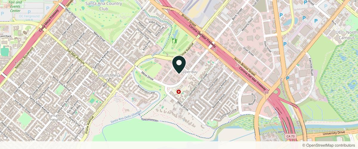 Map showing the exact location of Injection Artistry at 20301 SW Birch St #203, Newport Beach, CA 92660, USA