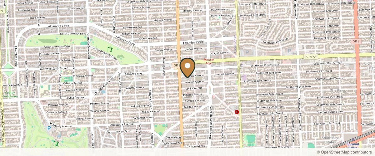 Map showing the exact location of Injectologie: Rebecca Juliao, APRN at 2655 S Le Jeune Rd #808, Coral Gables, FL 33134, USA