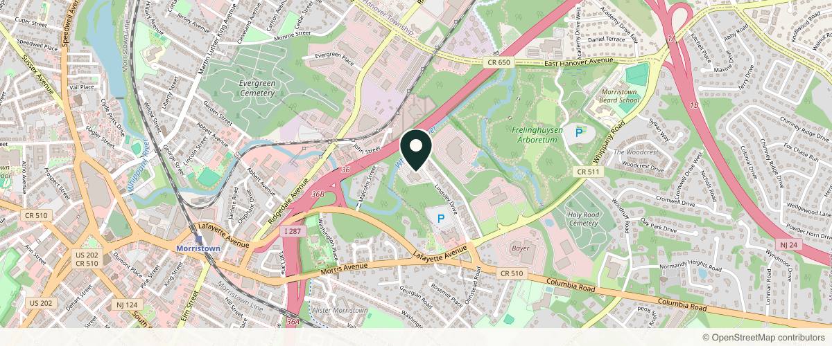 Map showing the exact location of INJX BY NAT AESTHETICS - Morristown, NJ at 25 Lindsley Dr Ste 104, Morristown, NJ 07960, USA