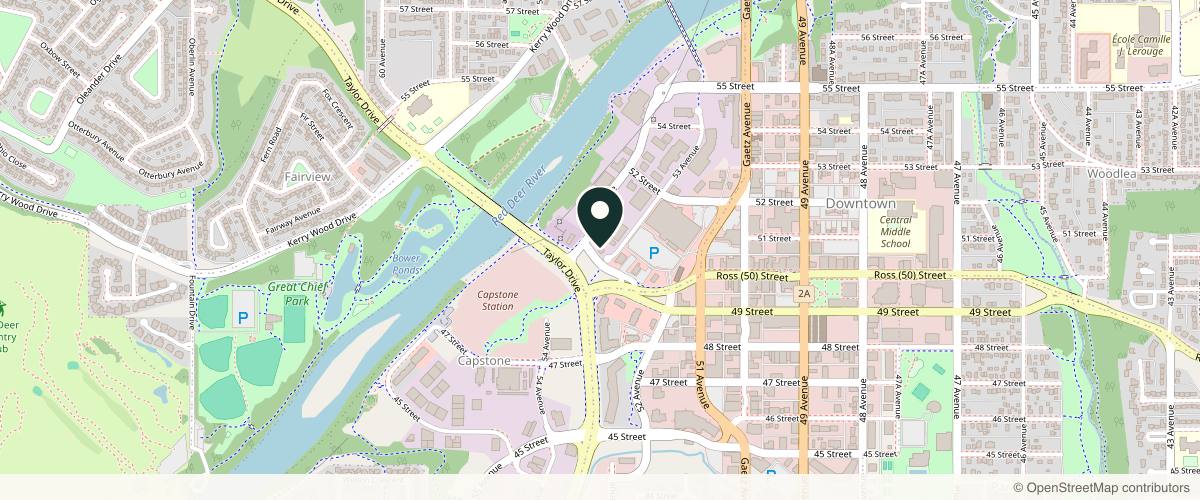 Map showing the exact location of Innovation Dermatology at 4928 53 Ave, Red Deer, AB T4N 5J8, Canada