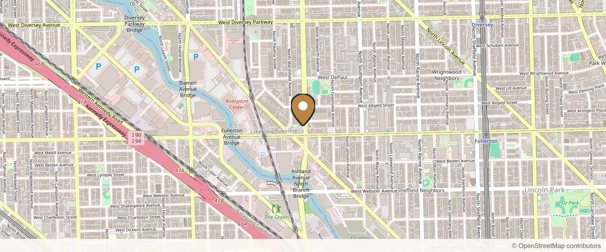 Map showing the exact location of Innovative MedSpa at 2418 N Ashland Ave #150, Chicago, IL 60614, USA