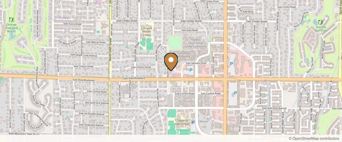 Map showing the exact location of Inside Out Aesthetics at 6865 E Becker Ln Ste 100, Scottsdale, AZ 85254, USA