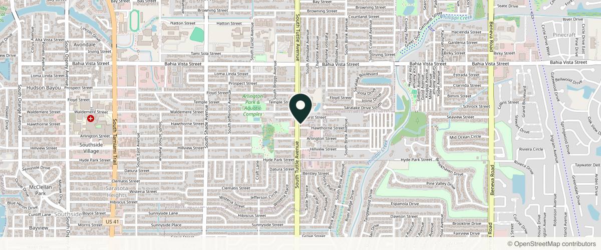 Map showing the exact location of Institute of Dermatology & Oculoplastic Surgery | Eyelid Surgery at 1617 S Tuttle Ave 3rd Floor, Sarasota, FL 34239